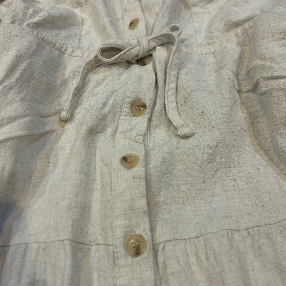 Lucky Brand Tan Midi Dress Tie Front and Pockets Size Medium Petite - Picture 5 of 9